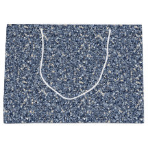 Denim Blå Glitter Födelsedag