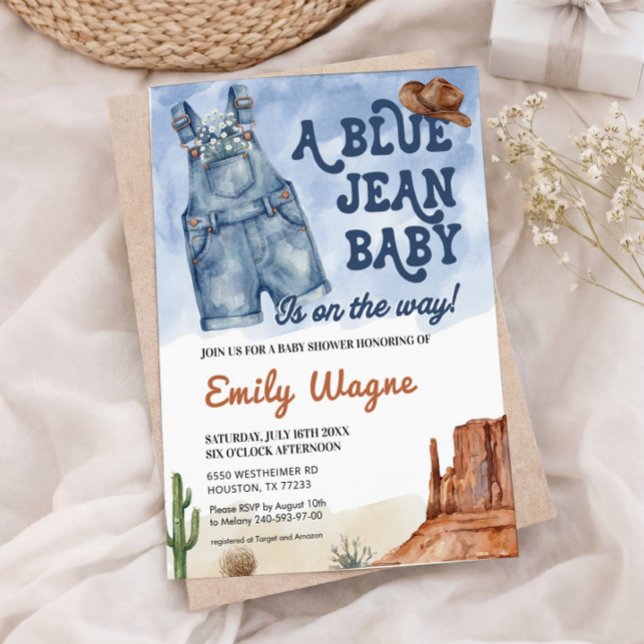Denim Blå Jean Baby Shower Inbjudan (Skapare uppladdad)