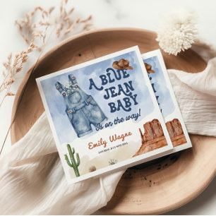 Denim Blå Jean Baby Shower Pappersservett