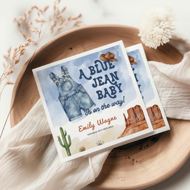 Denim Blå Jean Baby Shower Pappersservett (Skapare uppladdad)