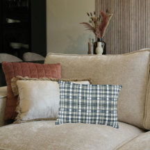 Denim Blå Salvia Grön Vit Plaid Lumbalpålägg