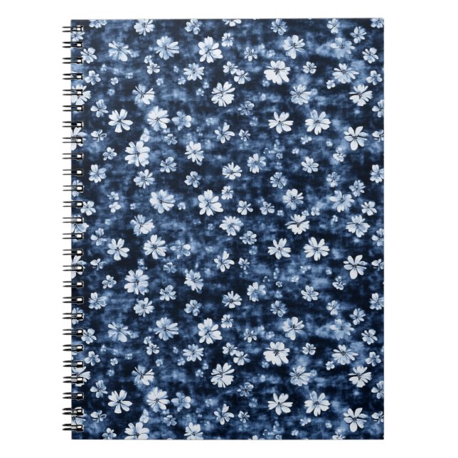 Denim Blåa blommor Anteckningsbok (Framsidan)