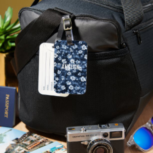 Denim Blåa blommor Bagagebricka