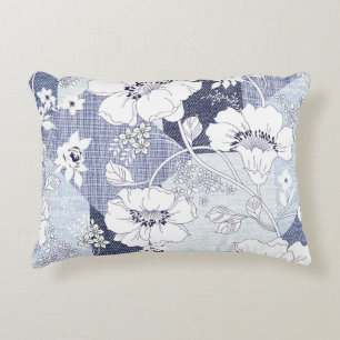 Denim-blommans lappverk, sömlös mönster. prydnadskudde