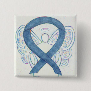 Denim Blue Angel Awareness Ribbon Anpassningsbar S Knapp