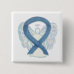 Denim Blue Angel Awareness Ribbon Anpassningsbar S Knapp