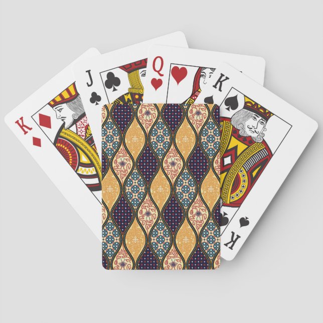 Denim Blue Art nouveau: Sömlös Casinokort (Baksidan)