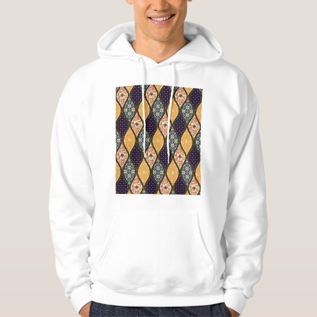 Denim Blue Art nouveau: Sömlös Hoodie (Framsida)