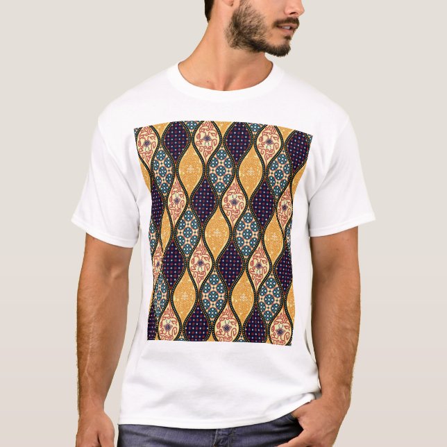 Denim Blue Art nouveau: Sömlös T Shirt (Framsida)