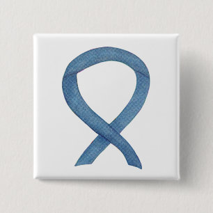 Denim Blue Awareness Ribbon Anpassningsbar Stift Knapp
