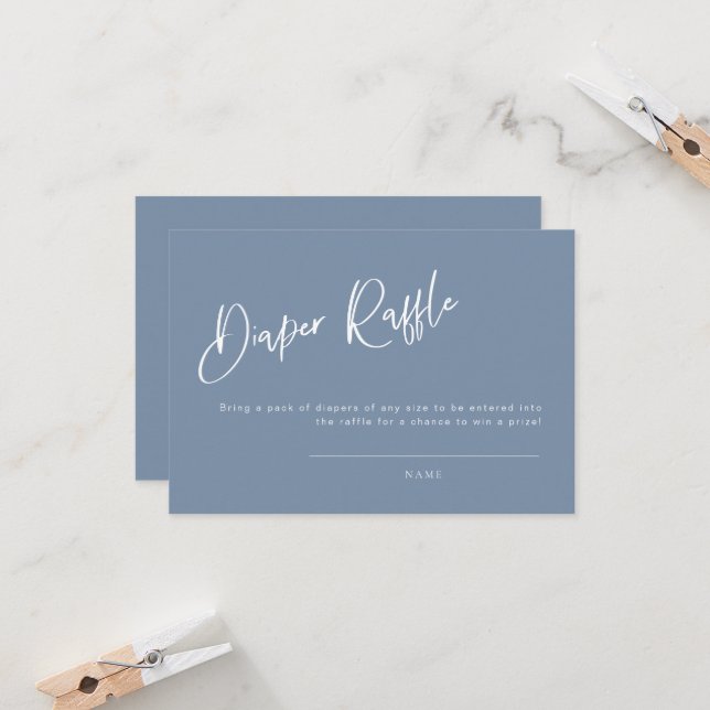Denim Blue Baby Shower Diaper Raffle Card (Fram/Back In Situ)
