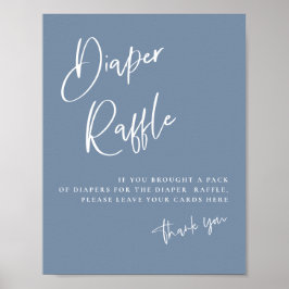 Denim Blue Baby Shower Diaper Raffle Card Poster