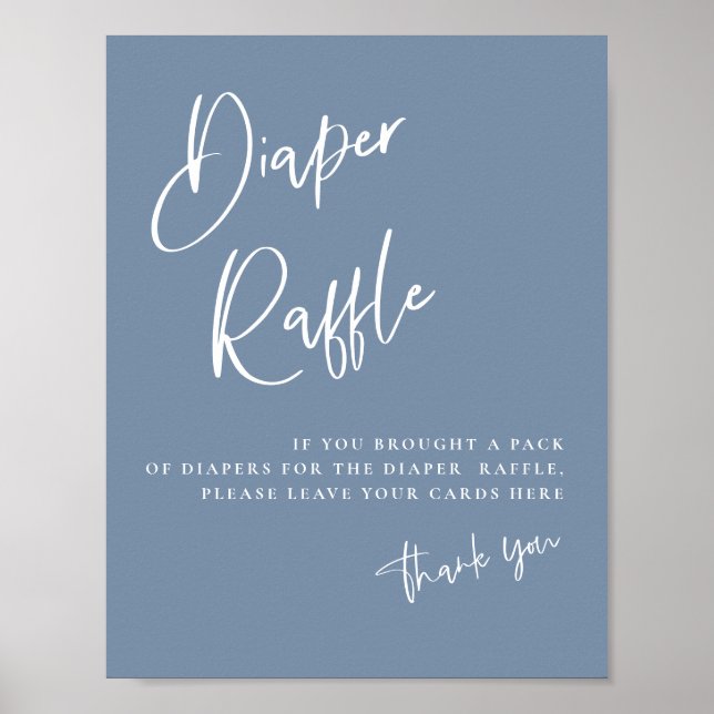 Denim Blue Baby Shower Diaper Raffle Card Poster (Framsidan)