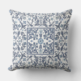 Denim Blue-Blommigt Kudde