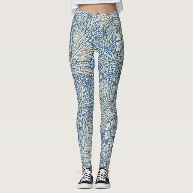 Denim Blue Blommönster Leggings (Framsida)