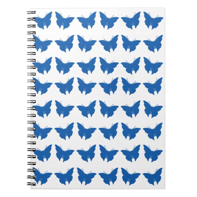 Denim Blue Bold Butterflies Anteckningsbok Med Spiral (Framsidan)
