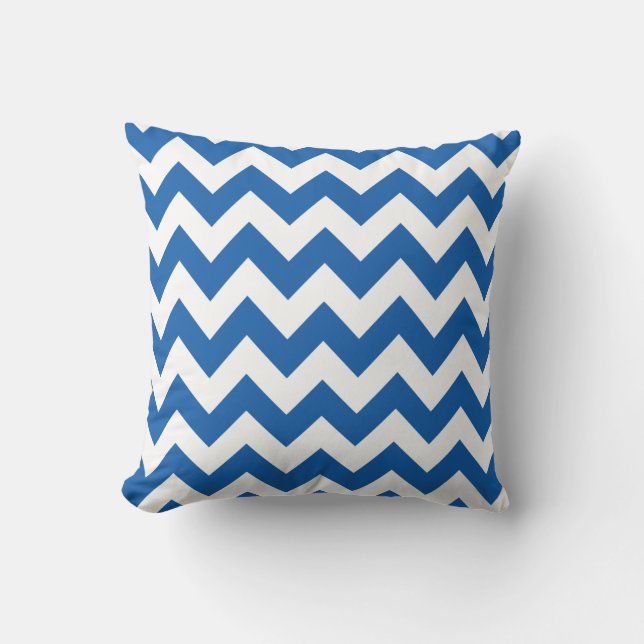 Denim Blue Bold Chevron Kudde (Framsida)