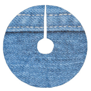 Denim Blue: Classic Jeans Struktur. Julgransmatta Borstad Polyester