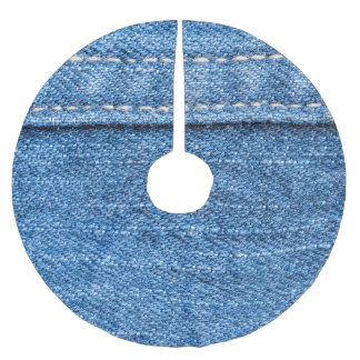Denim Blue: Classic Jeans Struktur. Julgransmatta Borstad Polyester