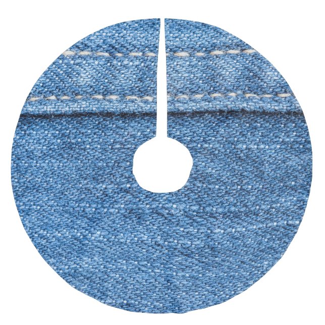 Denim Blue: Classic Jeans Struktur. Julgransmatta Borstad Polyester (Framsidan)