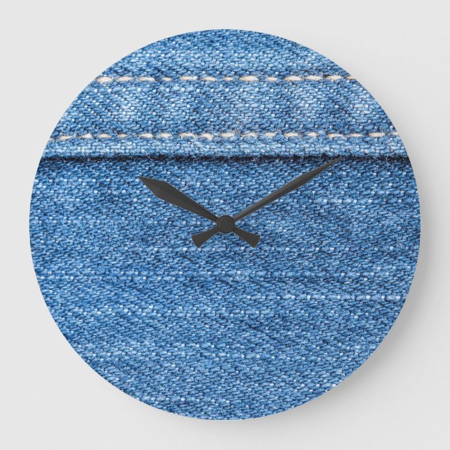 Denim Blue: Classic Jeans Struktur. Stor Klocka (Framsida)