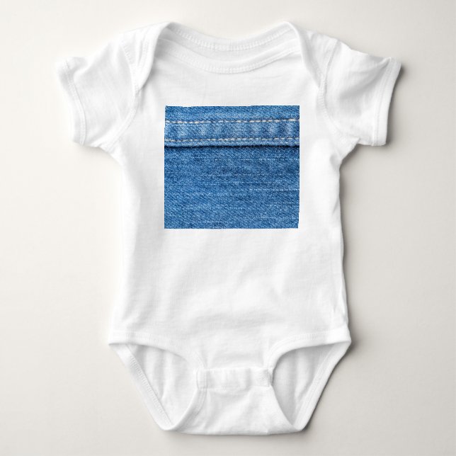 Denim Blue: Classic Jeans Struktur. T Shirt (Framsida)