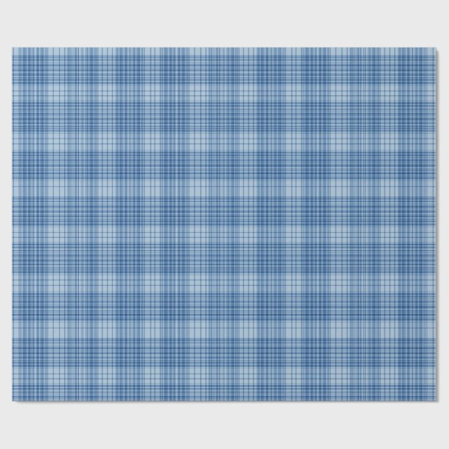 Denim Blue Classic Plaid Presentpapper (Platt)