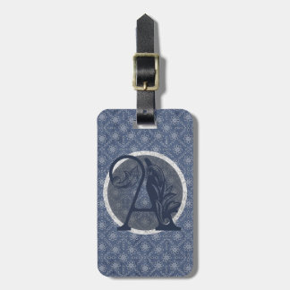 Denim Blue Decorative Monogram "A"-bagagetagg Bagagebricka