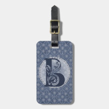 Denim Blue Decorative Monogram "B" Bagagetag