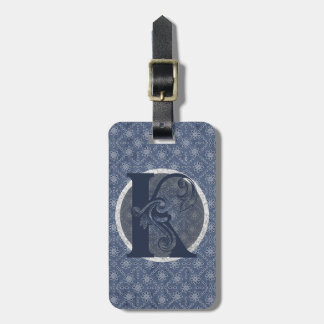 Denim Blue Decorative Monogram "K" Bagagetag Bagagebricka