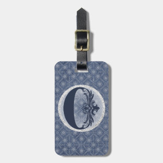 Denim Blue Decorative Monogram "O" resggage tag Bagagebricka