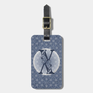 Denim Blue Decorative Monogram "X" Bagagetag Bagagebricka