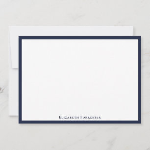 Denim Blue Elegant Modern Flat Note Card Anteckningskort