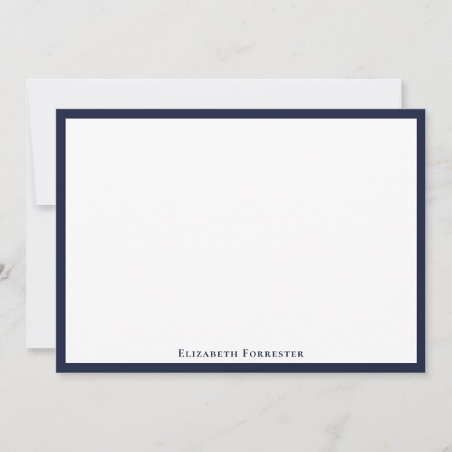 Denim Blue Elegant Modern Flat Note Card Anteckningskort (Framsida)
