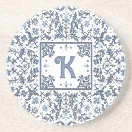 Denim Blue Finare Blommigt Graphic Personlig Round Underlägg