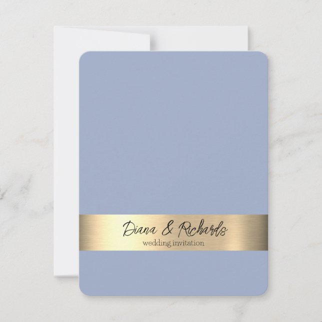 Denim Blue Gold Foil Rustic Wedding bjudande OSA Kort (Framsida)