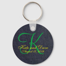 Denim Blue Jean 3d Monogram Nyckelring
