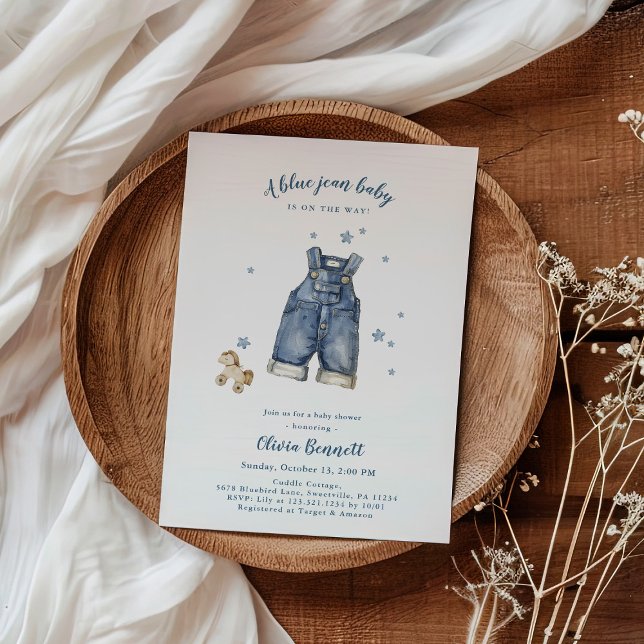 Denim Blue Jean Baby Shower-inbjudan Inbjudningar (Skapare uppladdad)
