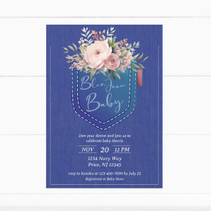 Denim Blue Jean Baby Shower Inbjudningar