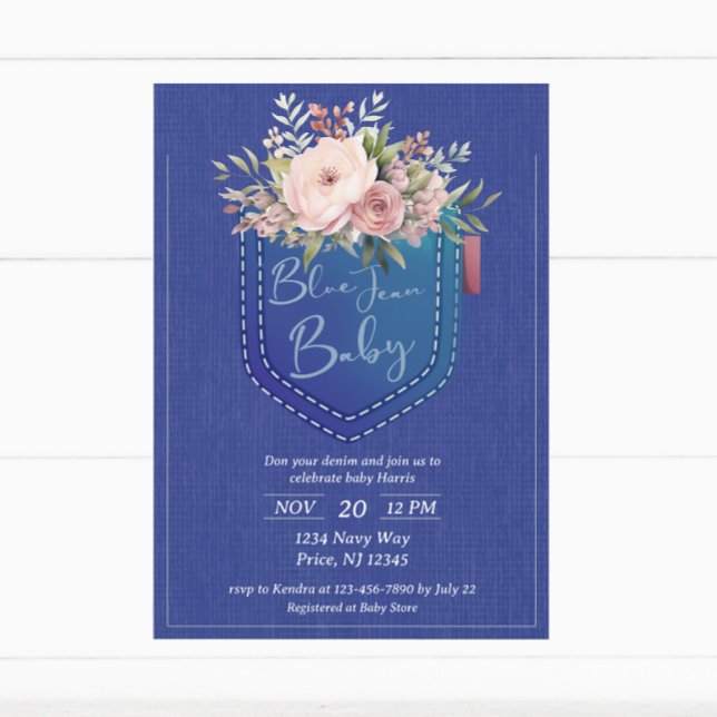 Denim Blue Jean Baby Shower Inbjudningar (Skapare uppladdad)