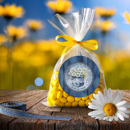 Denim Blue Jean | Daisy Blommigt Baby Shower Runt Klistermärke