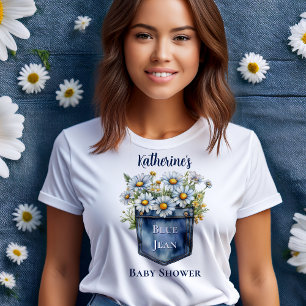 Denim Blue Jean   Daisy Blommigt Baby Shower T Shirt
