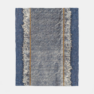 Denim Blue Jeans: Avslappnad Dubbla Patch Fleecefilt