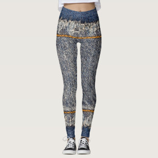 Denim Blue Jeans: Avslappnad Dubbla Patch Leggings