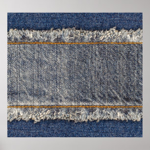 Denim Blue Jeans: Avslappnad Dubbla Patch Poster