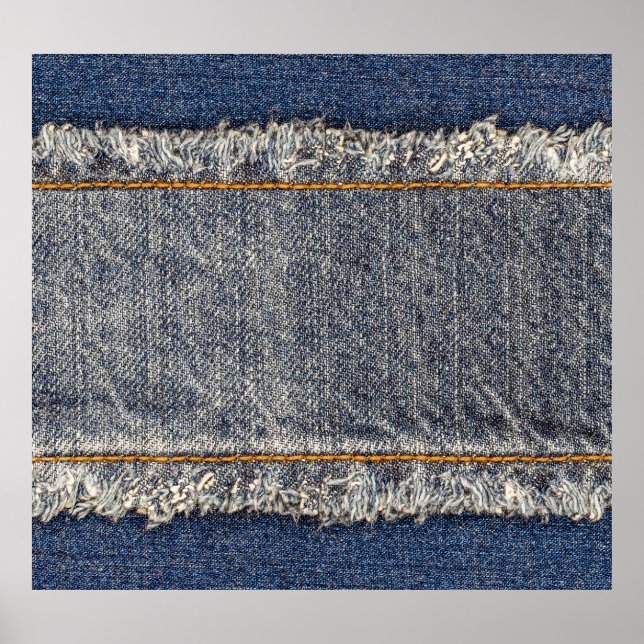 Denim Blue Jeans: Avslappnad Dubbla Patch Poster (Framsidan)