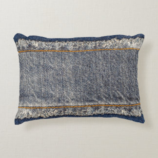 Denim Blue Jeans: Avslappnad Dubbla Patch Prydnadskudde