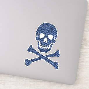 Denim Blue Jeans Stil Skull Crossbone Smiling Klistermärken