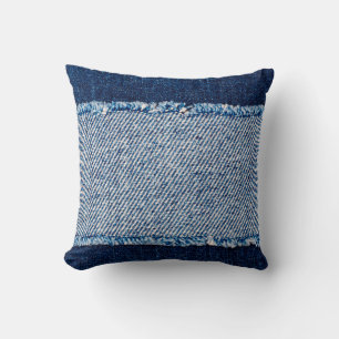 Denim Blue jeans väv ram. Blekt denim-fabet Kudde