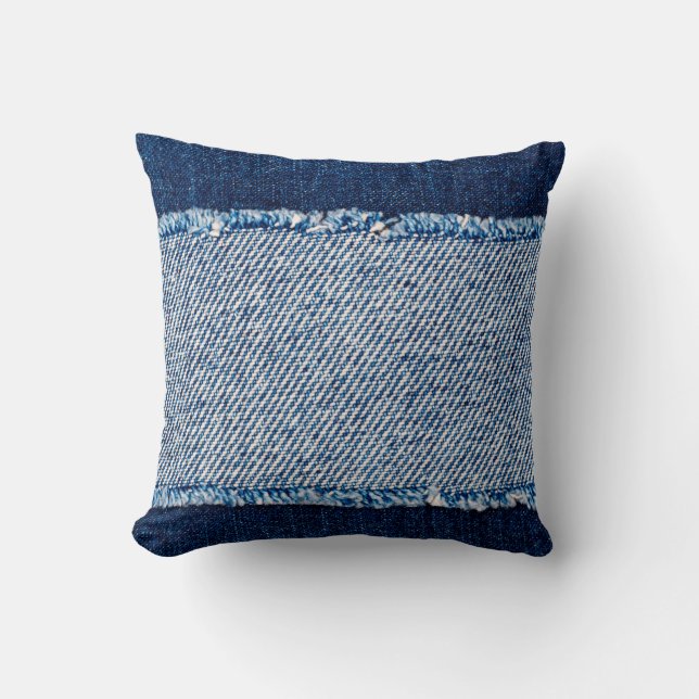 Denim Blue jeans väv ram. Blekt denim-fabet Kudde (Framsida)